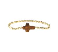 MALSSE Elegant Crosses Design Gold Beads and Elastic Cord Wristband Suitable for Daily Use or As a Thoughtful Present Gold Bead Crosses