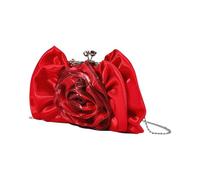 MALSSE Elegant Evening Purse With Rose Flower Design Chain Handdbag Shoulder Bags Diner Bag For Weddings Parties And Prom Event Bridal Handbag With Chain Strap