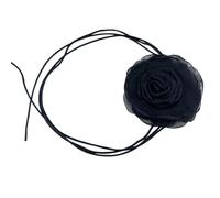 MALSSE Elegant Fabric Rose Flower Choker Necklace Gothic Neckband Accessory For Christmas Parties Gatherings Nightclub Occasion Handmade Choker Necklace