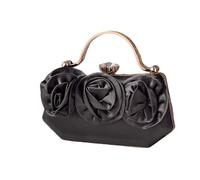 MALSSE Elegant Floral Satins Evening Bag For Formal Event Women Rhinestones Handle Clutches Purse Handbag With Chain Strap Formal Event Bag
