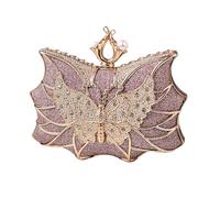 MALSSE Elegant Flower Butterfly Evening Bag With Rhinestones Handbag Shoulder Purse For Cocktail Wedding And Parties Sparkling Evening Purse