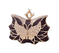 MALSSE Elegant Flower Butterfly Evening Bag With Rhinestones Handbag Shoulder Purse For Cocktail Wedding And Parties Sparkling Evening Purse