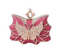 MALSSE Elegant Flower Butterfly Evening Bag With Rhinestones Handbag Shoulder Purse For Cocktail Wedding And Parties Sparkling Evening Purse