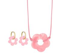 MALSSE Elegant Flower Themed Jewelry Colorful Blossom Pendant Necklace And Earrings Set Handmade Florals Accessory For Women Party Jewelry Set