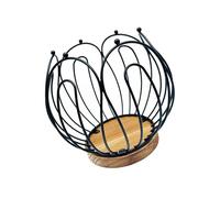 MALSSE Elegant Wire Coffee Stand With Wood Bottom Personalized Mug Designed Pods Holder For Countertop Display Kitchen Organization