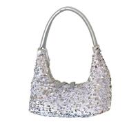 MALSSE Elegant Women's Small Shoulder Bag Compact Daily Use Underarm Purse With Sparkling Sequins Zippered Armpit Handbag Stylish Women's Bag
