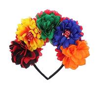 MALSSE Fairy Halloween Skull Headband Handmade Flower Hair Hoop Costume Headwear Birthday Cosplay Headpiece Costume Red And Green Hair Accessory