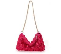 MALSSE Fashion Sequins Floral Chain Shoulder Handbag Elegant Rose Flower Clutches Purse Evening Bag For Wedding Banquets Party Satins Chain Shoulder Bag