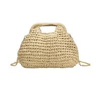 MALSSE Fashion Straw Bag For Women Shoulder Crossbody Purse With Chain Strap Handbag For Casual Shopping And Daily Activities Elegant Casual Straw Bag Vacation