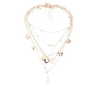 MALSSE Fashionable Women Necklace Set Butterfly Pendant Layered Neckchain Ornament Trendy Accessories Elegant Her Gold Layered Necklaces
