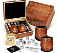 MALSSE Flexible Imbibing Vessel Set Comprising Artisanal Wood Glasses and Irish Stones Suitable for Various Specters Great for Parties and Gatherings Artisanal Wood Without and Set Luxury Chill