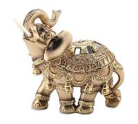 MALSSE Golden Ritual Elephant Statue Vintage Resins Animal Figurine Sculpture For Home Office Blessings And Celebration Decors Gold Elephant Statue Fengshui Home Decors