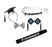 MALSSE Graduation Costume Set For Graduation Ceremony Grad Headbands Bowtie Eyewear Honor Stoles For College Student Party Wear