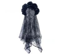 MALSSE Halloween Party Essential Realistic Flower Headpiece With Flowing Black Wrap Role Play Cosplay Outfit Enchanting Headgear