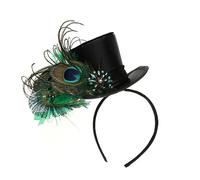 MALSSE Headwear With Crystal Top Hat For Halloween Christmas New Year Bridal Party 1920s Tophat Elegant For Bride Wedding Halloween Tea Party Hat