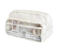 MALSSE High Visibility Clear Pen Case Roomy Interior Canvas Construction Easy Access Storage for Writers Artists Commuters See Through School Accessories Storage