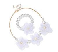 MALSSE Imitation Pearls Necklace Flower Pendant Necklace Beaded Children Suitable For Elegant Outfits Children Flower Pearls And