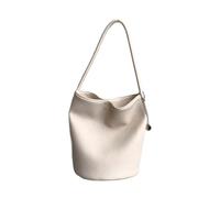 MALSSE Korean Women Soft PU Leather Shoulder Bag Simple Solid Color Large Capacity Bucket Bag Casual Shopping Handbag Fashionable Shoulder