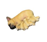 MALSSE Landscaping Ornament Nursing Mom French Dog With Baby Puppies Resins Miniature Figurine For Garden Potted Plant Decors Miniature Puppy Models