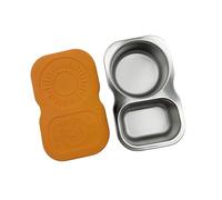 MALSSE Leak Proof Nonrust Steel Condiment Container with 2 Sections Family Gathering Sauce Dish Ideal for Outdoor Dinings Rustless Condiment Cup