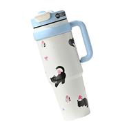 MALSSE Leak Proof Nonrust Steel Flasks Oversized Flows Straw Double Walled Insulation Wide Neck Cleaning Convenience Outdoors Essential Large Straw Insulated Water Bottle
