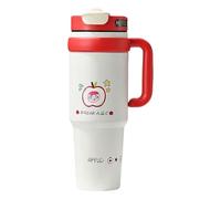 MALSSE Leak Proof Nonrust Steel Flasks Oversized Flows Straw Double Walled Insulation Wide Neck Cleaning Convenience Outdoors Essential Large Straw Insulated Water Bottle