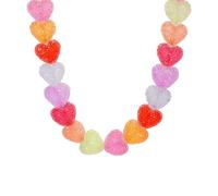 MALSSE Lovely Heart Shaped Resin Pendant Necklace Vibrant Colors Lightweight Comfort Adjustable Chain Accessory For Daily Wear Multicolor Love Candy Jewelry Gift