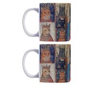 MALSSE Medieval Cats Pattern Coffee Mug Espresso Cup Drinking Cup Afternoon Teas Mug for and Home Party Gift Enduring Ceramic Teas Milk