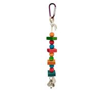MALSSE Natural Molar Grinding Toy Entertaining Parrot Toy With Colorful Wooden Block Cage Enrichment Bird For Parrots