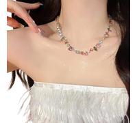 MALSSE Necklace Simple Necklace Beautiful Cubic Zirconia Beaded Suitable For Various Occasion Delicate Steel