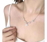 MALSSE Necklace Simple Necklace Beautiful Cubic Zirconia Beaded Suitable For Various Occasion Delicate Steel