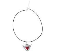 MALSSE Scared Heart Neck Jewelry Unique Pendant Necklace Jewelry Sophisticated Neck Accessory Gothic Scared Heart Pendant Necklace