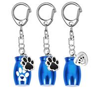 MALSSE Set Of 3 Cremation Ashes Memorial Keychains Dog Charm Metal Urn Keyring Ashes Holders Pet Remembrances Pet Memorial Urn Keychain