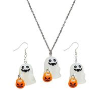 MALSSE Shining Jewelry Set Halloween Necklace And Earrings Set Adjustable Length Necklace Pendant Fashion Accessories Earrings