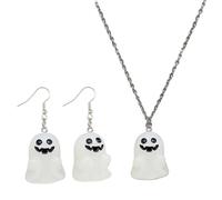 MALSSE Shining Jewelry Set Halloween Necklace And Earrings Set Adjustable Length Necklace Pendant Fashion Accessories Earrings