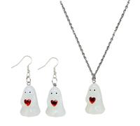 MALSSE Shining Jewelry Set Halloween Necklace And Earrings Set Adjustable Length Necklace Pendant Fashion Accessories Earrings