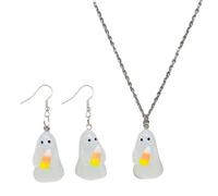 MALSSE Shining Jewelry Set Halloween Necklace And Earrings Set Adjustable Length Necklace Pendant Fashion Accessories Earrings