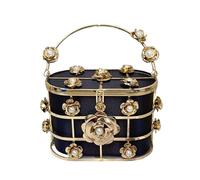 MALSSE Sophisticated Bucket Evening Bag Fashionable Ladies Handbag Shoulder Purse With Floral Decoration For Various Occasion Wedding Party Purse