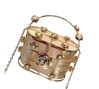 MALSSE Sophisticated Bucket Evening Bag Fashionable Ladies Handbag Shoulder Purse With Floral Decoration For Various Occasion Wedding Party Purse