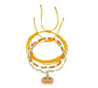 MALSSE Stackable Halloween Multilayered Rice Bead Design Pumpkin Specters Charm Vibrant Colors Adjustable Wrist Jewelry Gift Festival