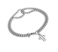 MALSSE Steel Wristband with Interlockings Crosses Designs Unisex Fashion Gift Unisex Crosses Chain Wristband