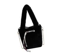 MALSSE Stylish Black Plush Shoulder Bag With Crossbody Functionality For Fashion Women Casual Handbag Evening Purse Elegant Outfit Companion