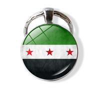 MALSSE Syria Flags Keychain National Flags Pendant Chain Stylish Cultural Souvenir Accessory For Collectors And Enthusiasts Patriotic Car Pendant