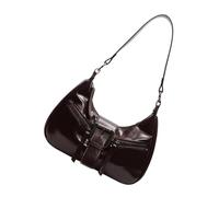 MALSSE Trendy PU Leather Shoulder Bag For Women Elegant Metal Buckled Underarm Bag Zippered Crossbody Satchel Purse Handbag Everyday Use Purse