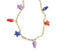 MALSSE Whimsical Sea Creature Ceramic Necklace Stainless Steel Chain Lightweight Wearable Beach Enthusiasts Handmade Ceramic Fish Pendant