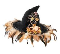 MALSSE Witch Hat For Halloween Vintage Flower Branch Witch Hat Cosplay Costume Accessories Headwear Masquerade Party Headpiece Costume Accessories