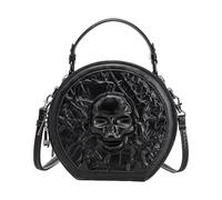 MALSSE Women Bag Retro Crossbody Punk Shoulder Handbag Round Stylish Messengers For Everyday Retro Crossbody For Women Pu Leather Round Steampunk Shoulder
