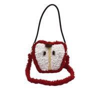 MALSSE Women Girl Fruit Shape Faux Lamb Wool Shoulder Bag For Christmas Holiday Party Funny Plush Furry Crossbody Handbag Purse Faux Lamb Wool Shoulder Bag