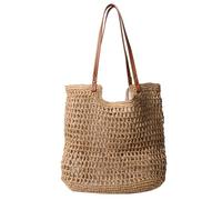 MALSSE Women Straw Bag Fashion Beach Large Capacity Handbag Purse Hollows Out Shoulder Girls Weaving Vacation Women Straw Shoulder Handmade Handbag Hollows Out Beach Simple