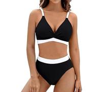 MALSSE Women Two Pieces Split Swimsuits Ladies High Waist Bikinis Set Female Bathing Suits For Vacations Surfing Bathing Suits For Women High Waist Swimwear Two Pieces Swimsuits